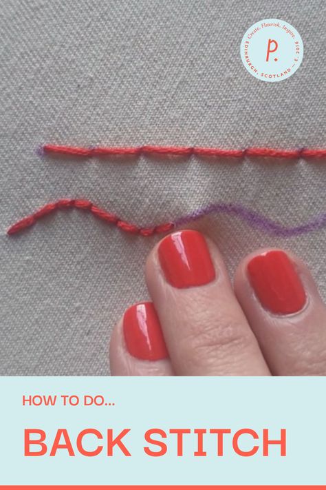 Back Stitch Tutorial Video, How To Do A Backstitch, Backstitch Embroidery Pattern, Embroidery Back Stitch Tutorial, How To Do A Back Stitch Embroidery, Hand Sewing Back Stitch, Hand Embroidery Back Stitch Designs, How To Back Stitch Embroidery, How To Do A Back Stitch