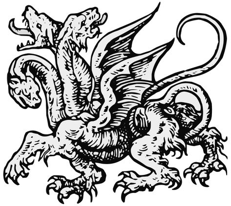 File:Coa Illustration Elements Animal Hydra Passant.svg - Wikimedia Commons Woodcut Tattoo, Illustration Elements, Woodcut Illustration, Medieval Tattoo, Engraving Tattoo, Medieval Dragon, Medieval Artwork, Woodcut Art, Arte Grunge