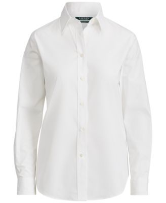 Lauren Ralph Lauren Non-Iron Straight-Fit Shirt - White M White Shirt Women, Lauren White, Button Front Shirt, Shirt Women, Lauren Ralph Lauren, White Shirt, Stretch Cotton, Workout Shirts, Cotton Shirt