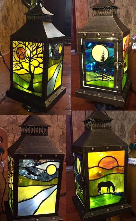 Tiffany Lamp, زجاج ملون, Glass Painting Designs, Stained Glass Paint, Glass Art Projects, Beach Glass Art, Stained Glass Christmas, Stained Glass Lamps, Stained Glass Diy