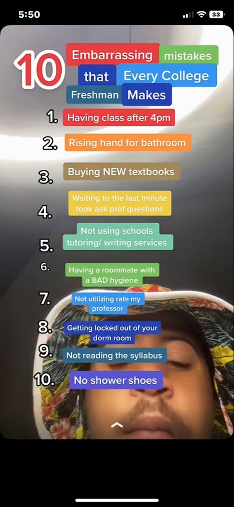 mistake. freshmen. college. tiktok. screenshot. ten. College Life Hacks Freshman Year, What To Take To College Freshman Year, Colleges To Apply To, How To Prepare For College, Tips For College Freshman, Community College Tips, College Advice Freshman Tips, College Hacks Freshman Year, Things To Take To College