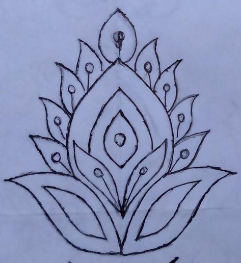 Simple Motif Design For Tracing, Aari Flower Design Tracing, Drawing For Aari Work, Aari Motif Designs Tracing, Simple Flower Design Drawing, Aari Drawing Design, Flower Aari Work Designs, Flower Aari Work, Aari Embroidery Motifs