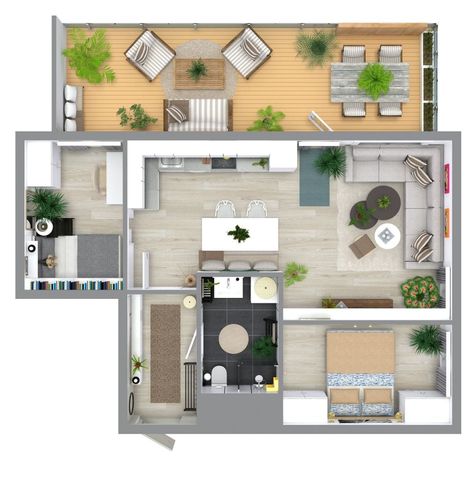 Indoor/outdoor living at its finest with this 2 bedroom floor plan with a large balcony. Lots of awesome features. Customize any layout. 2 Bedroom Apartment Floor Plan, One Floor House Plans, Apartment With Balcony, 2 Bedroom Floor Plans, Small Floor Plans, House With Balcony, Two Bedroom House, 2 Bedroom House Plans, Apartment Floor Plan