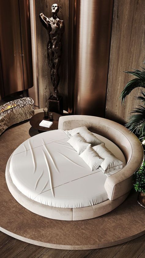 Circular Bed, 2024 God, Bedroom Furniture Inspiration, Architects Portfolio, Beautiful Bed Designs, Circle Bed, Interior Design Sketchbook, Stylish Room Decor, Round Bed