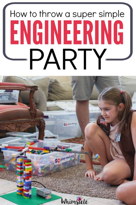 Engineer Birthday Party Ideas, Engineering Party, Indoor Birthday Parties, Indoor Birthday, Birthday Party Idea, Backyard Birthday, Science Party, Bday Party Theme, Lego Birthday Party