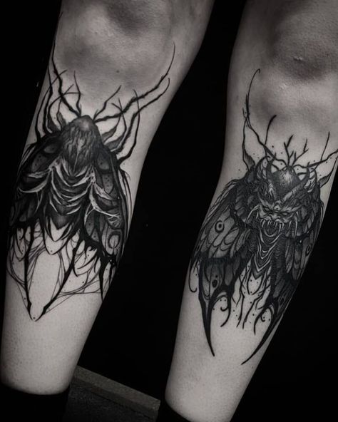 Dark And Creepy, Moth Tattoos, Moth Tattoo Design, Tattoo World, Insect Tattoo, Mushroom Tattoos, Demon Tattoo, Creepy Tattoos, Moth Tattoo