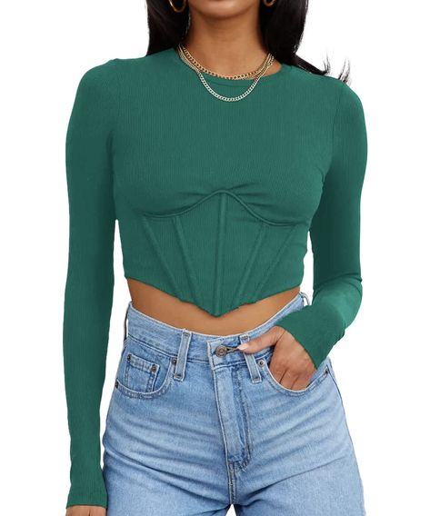 PRICES MAY VARY. FEATURE:Long Sleeve Crop Top,Y2k Design,Solid Color,Casual,Sexy,Slim Fit,Lightweight And Breathable. OCCASION:Perfect for Going out Out,or Club,Party,Evening,Dating,Vacation,Beach,Shopping Etc;Stylish and Unique Design is an Essential Style In Your Wardrobe. SIZE:Please be advised to see our size chart in our image for the most accurate fit UNIQUE STYLE:This Long Sleeve Corset Crop Features a Lightweight Ribbed Fabric,Style This with Your Favourite Denim and Fresh Kicks to Compl Going Out Crop Tops, Cute Corset, Crop Tops For Women, Y2k Design, Beach Shopping, Fresh Kicks, Club Party, Vacation Beach, Fall Shirts