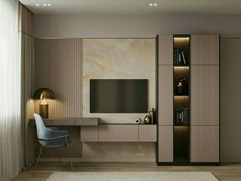 Modern Bedroom Wardrobe, Wardrobe Laminate Design, Closet Wall, Study Table Designs, Bedroom Organization Storage, Tv Unit Interior Design, Tv Cabinet Design, Wardrobe Designs, Tv Room Design