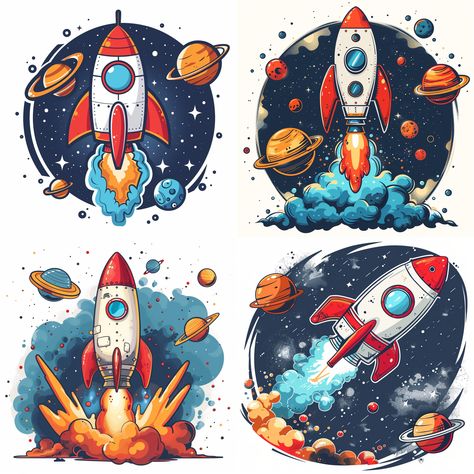 Space Illustration Art, Planets Illustration, Rocket Illustration, Rocket Drawing, Cartoon Spaceship, Cartoon Rocket, Rocket Cartoon, Space Cartoon, Astronaut Drawing