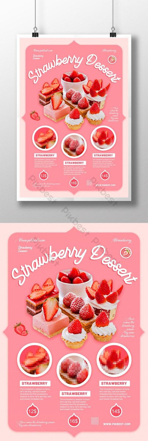 Strawberry dessert pink poster design | PSD Free Download - Pikbest Dessert Poster Design Ideas, Dessert Design Poster, Strawberry Poster Design, Dessert Advertising Design, Strawberry Design Ideas, Dessert Poster Design, Cake Poster Design Ideas, Pink Poster Design, Dessert Menu Design