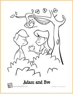 Adam and Eve (Garden of Eden) | Free Printable Coloring Page Garden Of Eden Coloring Page For Kids, Adam And Eve Craft Sunday School, Eve Garden Of Eden, Adam And Eve Craft, Adam And Eve Bible, Sunday School Coloring Pages, Bible Story Crafts, Preschool Coloring Pages, Preschool Bible