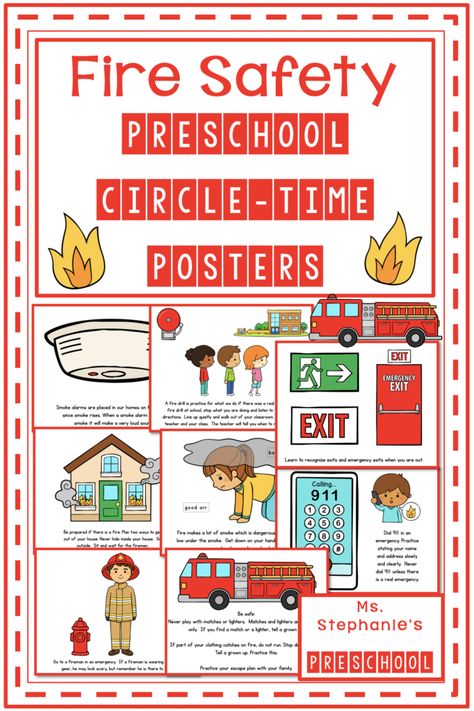 Fire Safety Week Preschool Activities - Ms. Stephanie's Preschool Safety Week Preschool, Fire Safety Week Preschool, Preschool Activities Fine Motor Skills, Safety Preschool, Fire Safety Rules, Fire Safety Poster, Preschool Posters, Fall Writing Activities, Fire Safety For Kids