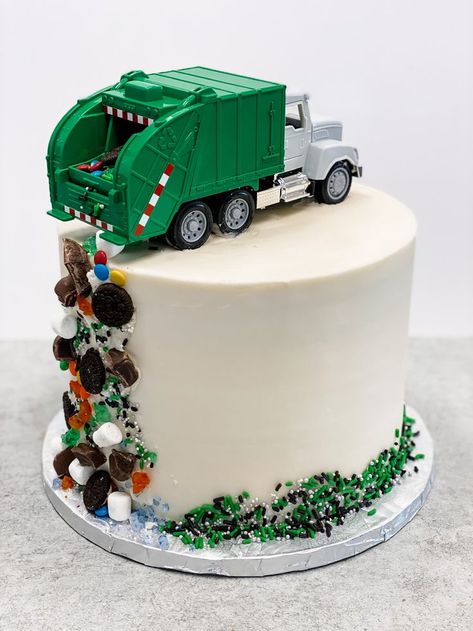 Garbage Truck Cake, Airplane Birthday Cakes, Birthday Cale, Garbage Truck Party, Truck Birthday Cakes, Trash Party, Truck Cake, Truck Cakes, 3rd Birthday Cakes