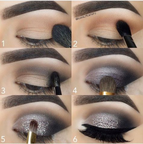 #eyemakeupsmokey  #wingedliner  #eyeshadow #beautiful #maquillage #stepbystep Black Smokey Eye Makeup, Silver Eye Makeup, Make Up Designs, Smokey Eyeliner, Black Smokey Eye, Black Smokey, Smokey Eye Makeup Tutorial, Smoothie Detox, Smoky Eyes