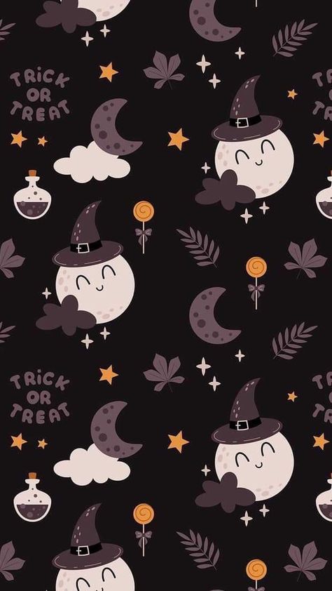 Baby Halloween Party, Halloween Wallpaper Iphone Backgrounds, Halloween Wallpaper Backgrounds, Paper Cute, Halloween Wallpaper Cute, Halloween Wallpapers, Ghost Print, Cute Fall Wallpaper, Moon Witch