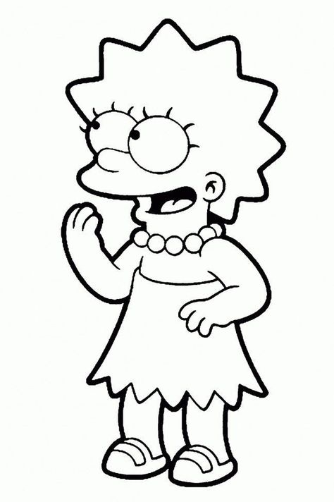 Lisa Simpson Drawing Easy, Simpsons Tattoo, Fnaf Coloring Pages, Glow In Dark Party, Simpsons Drawings, Hello Kitty Printables, Adult Coloring Books Printables, Hello Kitty Drawing, Santa's Little Helper