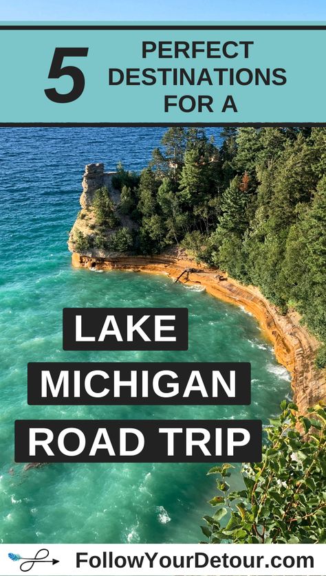 A Lake Michigan Road trip should be on everyone's bucket list. It's stunning carribean-like water, dramatic coastline, and beaches are perfect for your next road trip! This full-time RVing couple shares the 5 best destinations that you shouldn't miss on your trip. Whether you choose to camp or not, you'll fall in love with the area. You'll also find more travel inspiration and RV life tips on this site! If you're living and traveling in a van or RV, check it out! #RV #roadtrip #RVlife #michigan Rv Roadtrip, Michigan Camping, Rv Traveling, Travel Michigan, Vacation 2023, Michigan Road Trip, Michigan Summer, Couples Travel, Michigan Vacations