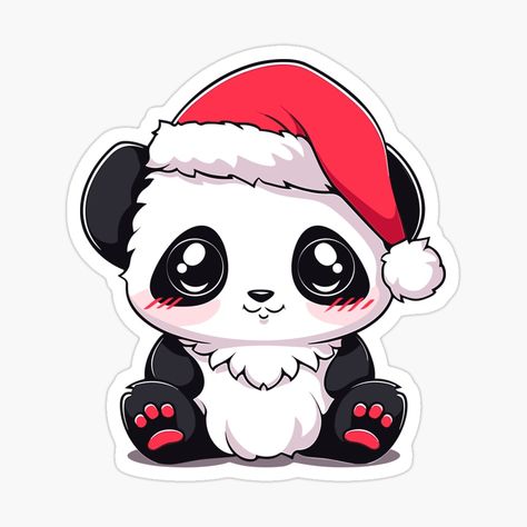 Get my art printed on awesome products. Support me at Redbubble #RBandME: https://www.redbubble.com/i/sticker/Cute-cartoon-panda-wearing-Santa-hat-Christmas-panda-New-Year-panda-by-Niktarka/154148607.EJUG5?asc=u Red Panda Christmas, Christmas Panda Drawing, Panda Christmas Cards, Christmas Decorations Drawings, Sleepy Panda Cartoon, Panda Sleeping Cartoon, Cartoon Panda, Cute Panda, Santa Hat