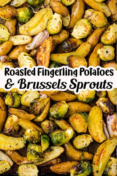 Brussel Sprouts In Oven, Fingerling Potatoes Recipes, Roasted Brussel Sprouts Oven, Baked Brussel Sprouts, Roasted Fingerling Potatoes, Vegetable Side Dishes Recipes, Roasted Brussel, Fingerling Potatoes, Sprout Recipes