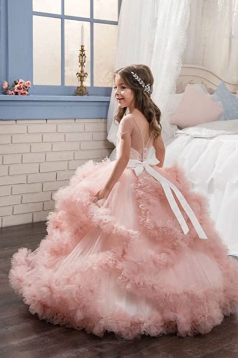 These little girl ball gown dresses are made of high quality lace tulle,100% cotton lining, not harm to the child skin, very soft and comfortable, skin friendly and breathable. Kids Pageant, Flower Girl Dresses Blue, Wedding Dresses For Kids, Vegas Dresses, Puffy Dresses, Tulle Flower Girl, First Communion Dresses, Ball Gown Skirt, Tulle Ball Gown