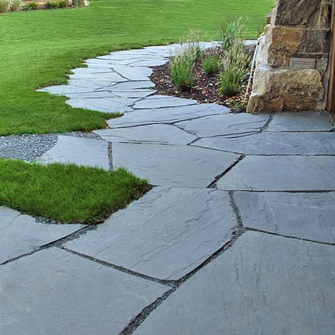 Landscaping With Flagstone, Circular Patio, Slate Patio, Flagstone Walkway, Bluestone Patio, Front Walkway, Flagstone Patio, Garden Stepping Stones, Outdoor Stone