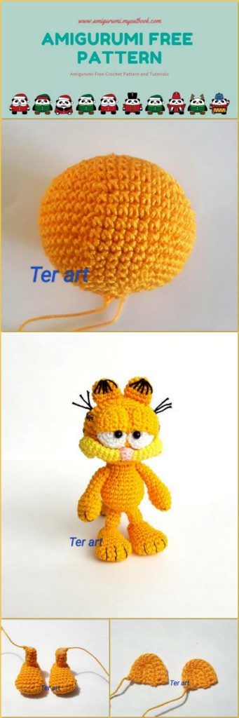 Amigurumi Garfield Free Crochet Pattern - Amigurumi Free Patterns Bead Crochet Patterns, Crochet Hat Free, Crochet Design Pattern, Crochet Hats Free Pattern, Crochet Pattern Amigurumi, Crochet Amigurumi Free Patterns, Crochet Amigurumi Free, Fun Crochet Projects, Diy Crochet Projects