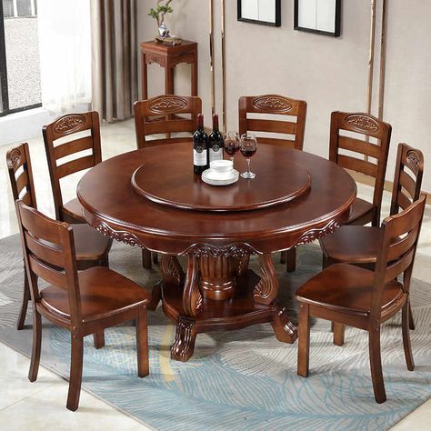 Cheap Dining Tables, Wooden Dining Table Modern, Round Wooden Dining Table, Wooden Dining Table Designs, Wooden Dining Table Set, Large Round Table, Dining Table Design Modern, Round Table And Chairs, Desain Pantry