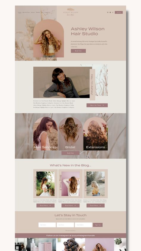 Hair Salon Web Design, Website Branding Design, Boho Website, Studio Website, Best Website Design, Email Template Design, Wellness Coaching, Squarespace Design, Theme Template