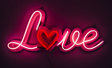 LOVE (PINK Neon with RED NEON HEART) - Kemp London - Bespoke neon signs, prop hire, large format printing Neon Love Wallpaper, Background Inspiration, Neon Love, Neon Quotes, Neon Words, Wallpaper Iphone Neon, Pink Art Print, Lit Wallpaper, Neon Aesthetic