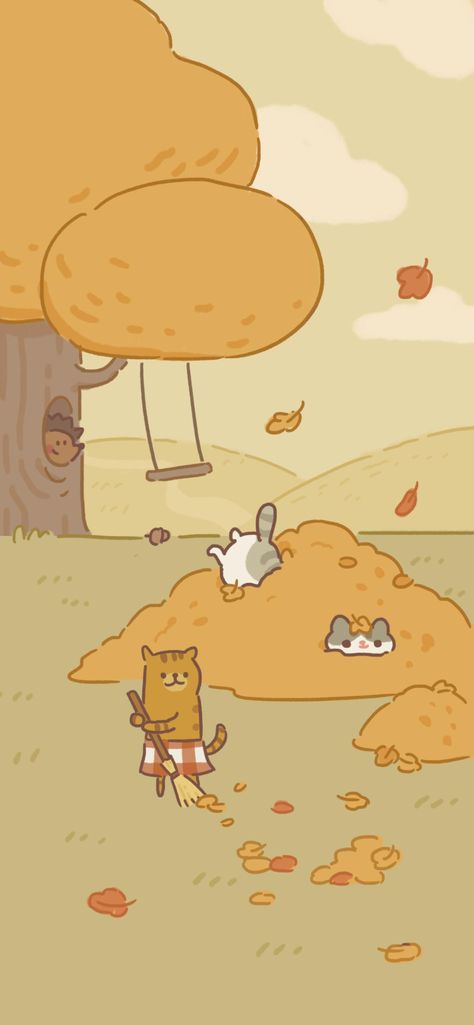 Animal Restaurant, Autumn Phone Wallpaper, Iphone Wallpaper Kawaii, Cute Fall Wallpaper, Iphone Wallpaper Fall, Cute Pastel Wallpaper, Soft Wallpaper, Cartoon Wallpaper Iphone, Cute Simple Wallpapers