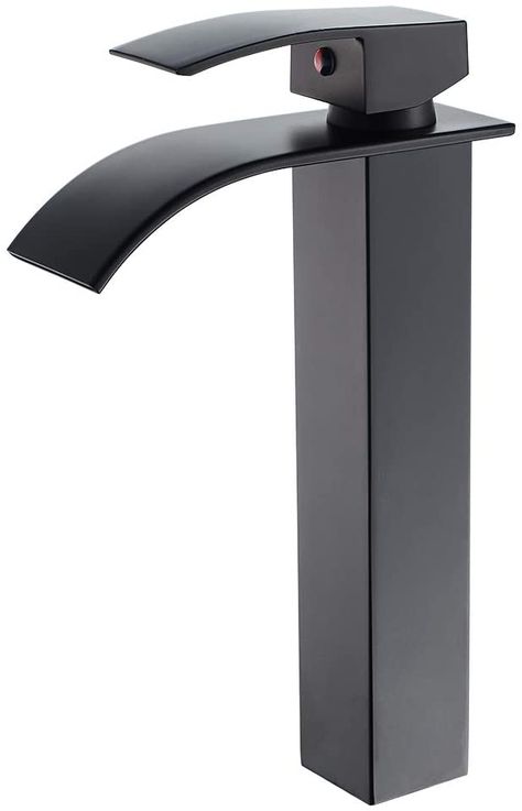 VOTON Tall Bathroom Vessel Faucet Black Waterfall Single Handle One Hole Lavatory Sink Bowl Mixer Tap - - Amazon.com Rv Sink, Tranquil Bathroom, Sink Bowl, Waterfall Bathroom, Lavatory Sink, Bathroom Faucets Waterfall, Tall Bathroom, Matte Black Bathroom, Vessel Faucets