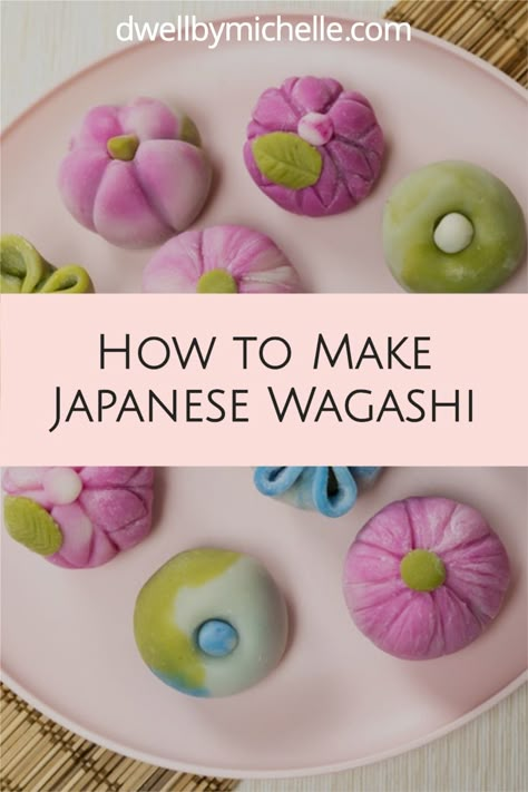 This wagashi recipe makes incredibly easy and beautiful Japanese nerikiri. Featuring homemade shiro-an (white bean paste) and sweet rice flour, this authentic wagashi recipe is sure to please and impress! #japanesefood #japanesesnacks #wagashi #nerikiri #wagashirecipe Japanese Wagashi Recipe, Japanese Sweet Recipes, Japanese Treats Recipe, Japanese Pastry Recipes, Easy Japanese Snacks, Konpeito Recipe, Kawaii Dessert Recipe, Japanese Deserts Recipe, Japanese Snacks Recipe