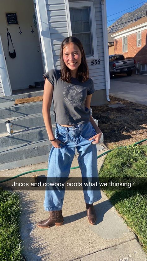 Jnco Jeans Outfit, Jnco Jeans, Jeans Outfit, Jean Outfits, Cowboy Boots, Mood Board, Boots, Outfit Inspo, Clothes