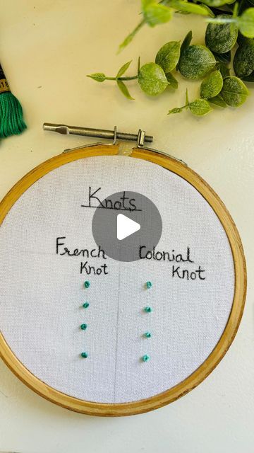 Cross Stitch French Knot, Embroidery French Knot Tutorials, Colonial Knot, Trending Embroidery, Burr Basket, Knot Stitch, Knot Embroidery, Knot Tutorial, French Knot Stitch