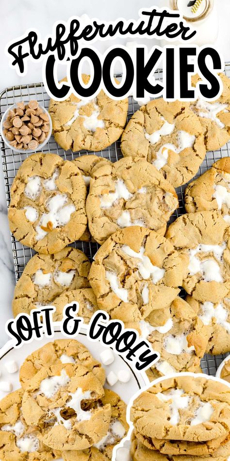 Fluffed Nutter Cookies, Fluffnutter Cookie, Fluffed Butter Cookies, Chocolate Fluffernutter Cookies, Fluffanutter Cookies, Flutternutter Cookies, Fluffer Nutter Cookies, Peanut Butter Fluff Cookies, Peanut Butter Marshmallow Cookies