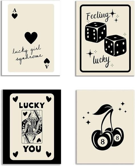 Amazon.com: KEUSPI Trendy Retro Feeling Lucky You Girl Syndrome 8 Ball Queen Dice Cherry Funky Wall Art Poster Prints for Room Aesthetic Dorm Decor,Trendy Decorations Prints Unframed 8x10 Inches Set of 4 (blck): Posters & Prints Ball Room Aesthetic, Amazon Wall Art, Prints For Room, Dorm Wall Decor, Funky Wall Art, Feeling Lucky, Art Poster Prints, Halloween Wall Art, 8 Ball