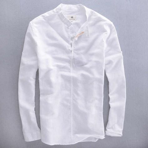 20 New and Comfortable Linen Shirts For Men with Style Tips White Linen Shirt Men, Chinese Collar Shirt, Gents Shirts, White Linen Shirt, Chinese Collar, Men Fashion Casual Shirts, Mens Casual Dress Outfits, Linen Shirt Men, Popover Shirt