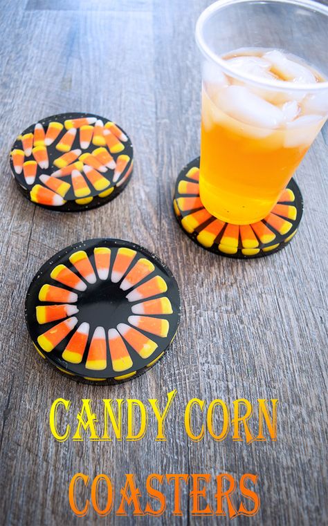 Create adorable Halloween Coasters with this popular seasonal candy! Cast Candy Corn in resin to make coasters perfect for any Halloween occasion. #resincrafts #halloween #candycorn via @resincraftsblog Diy Resin Coasters, Make Coasters, Halloween Coasters, Coasters Diy, Epoxy Crafts, Epoxy Resin Diy, How To Make Coasters, Diy Resin Projects, Epoxy Resin Crafts