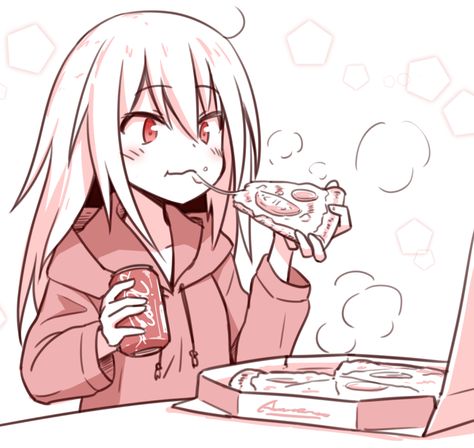 Anime Characters Eating, Anime Character Eating, Anime Pizza, Anime Eating, Pizza Drawing, Drawing Themes, Pizza Girls, Pizza Art, Slice Of Pizza