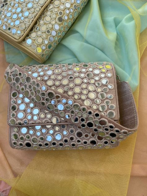 Mirror Work Clutch For Evening Reception, Mirror Work Purse, Elegant Mirror Work Shoulder Bag, Traditional Clutch Bag With Mirror Work, Luxury Mirror Work Bags, Multicolor Rectangular Bag With Mirror Work, Hand Purse, Work Purse, Work Handbag