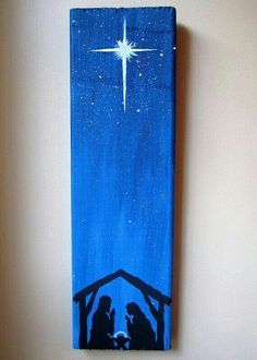 Christmas canvas Painted Nativity Scene, Hand Painted Nativity, Biblical Christmas, Simple Nativity, Nativity Silhouette, Christmas Canvas, Christian Christmas, Christmas Nativity, Noel Christmas