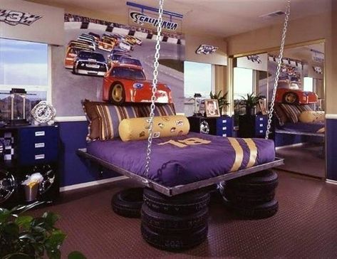 Creative kids beds can define children bedroom decorating themes and create exciting and playful environment for young members of your family Bedroom Ideas For Guys, Purple Dorm Rooms, Cars Bedroom Decor, Guy Dorm Rooms, Car Themed Bedrooms, Mens Room Decor, Cool Bedrooms, Teen Girl Bedroom Ideas, Cool Room Decor