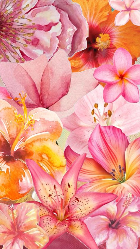 #myfirstshuffle Flower College, Summer Prints Wallpaper, Lily Wallpaper, Flower Collage, Y2k Wallpaper, Iphone Wallpaper Photos, Iphone Wallpaper Tumblr Aesthetic, Cute Wallpaper For Phone, Aesthetic Painting