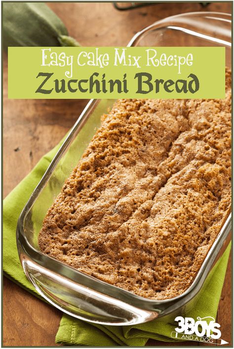 Start with a package of spice cake mix and add shredded zucchini for a "busy mom" version of sweet zucchini bread! #zucchinibread #easybreadrecipe #cakemixrecipes #3boysandadog Easy Zucchini Bread, Healthy Zucchini, Easy Zucchini, Spice Cake Mix, Low Carb Diets, Low Carb Dessert, Zucchini Cake, Zucchini Bread Recipes, Low Carbs