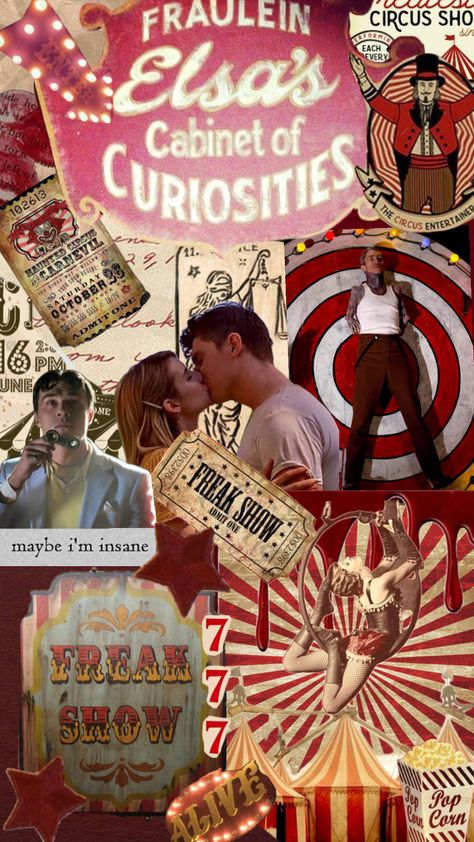 #ahs #ahsfreakshow #red #circus #redaesthetic #americanhorrorstory #carnival Ahs Circus, Haunted Circus, Vintage Circus, Admit One, Red Aesthetic, American Horror Story, Circus, Carnival, Red