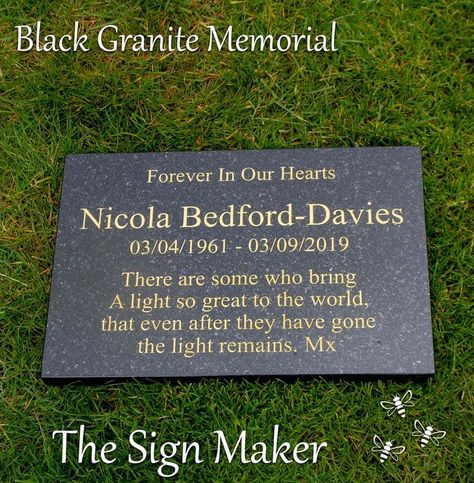 Black Granite Memorial with gold lettering Tombstone Quotes, Granite Memorial, Roman Fonts, Shock Wave, Sign Maker, Memorial Plaque, Gold Lettering, Black Granite, Marble Stones