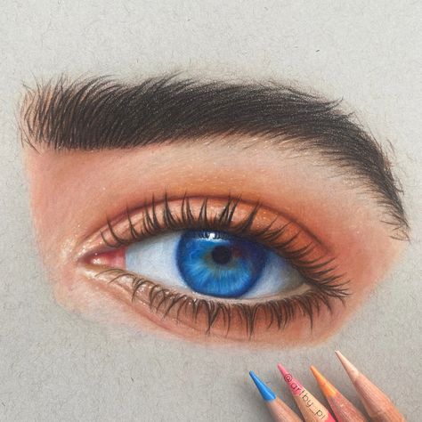 Colour Eye Drawing Colored Pencils, Eyes Drawing Realistic Colour, Realism Drawing Ideas Colour, Eyes Colour Drawing, Eye Drawing Coloured Pencil, Eyes Drawing In Colour, Pencil Colour Eye Sketch, Eye Drawings Colorful, Colourful Eyes Drawing