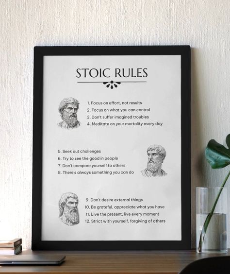 Make a statement in any room with this Stoic framed poster, printed on thick matte paper. The matte black/white frame it's made from wood from renewable forests, which adds an extra touch of class. Stoic Posters, Rules Poster, Stoic Philosophy, Appreciate What You Have, Stoic Quotes, Dont Compare, Warrior Quotes, Comparing Yourself To Others, Framed Poster