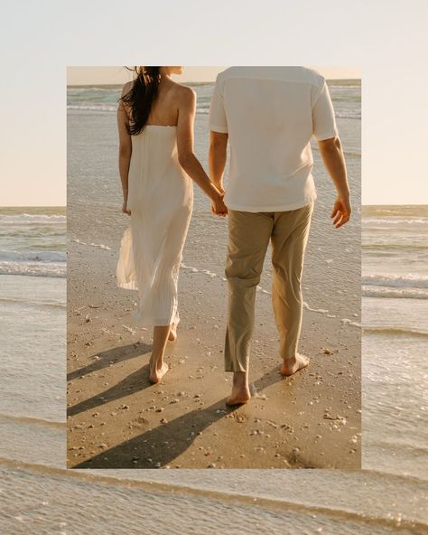 A very windy day turned into one of my fave engagement shoots 💍🌬️ Eric + Abby have the sweetest love and I am so happy I got to document this time for them!! Also isn’t her dress incredible!? There’s something about simplicity that is so elegant!! ✨ [beach engagement, engagement photos, St Pete beach photographer, st Pete photographer, Florida wedding photographer, beach engagement photos, documentary style photos, documentary photography] Engagement Shoot Beach Poses, Beach Engagement Shoot Ideas, Beach Prenup, Casual Pre Wedding Photoshoot, Beach Wedding Photoshoot, Couple Photoshoot Beach, Engagement Beach Photos, Korean Prewedding Photography, Pre Wedding Photoshoot Beach