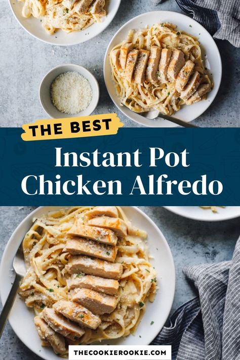 Easily make an Italian-inspired meal from scratch with this recipe for Instant Pot Chicken Alfredo. It’s easy, flavorful, and perfect for a romantic dinner or a busy weeknight. Pop over to my site for the recipe! | dinner recipes | chicken recipes | pasta recipes | instant pot recipes | Chicken Alfredo Air Fryer, Instant Pot Chicken Alfredo, Chicken Alfredo Fettuccine Recipe, Chicken Alfredo Recipe, Beef Recipe Instant Pot, Quick Lunch Recipes, Fettuccine Alfredo Recipes, Chicken Alfredo Recipes, The Cookie Rookie